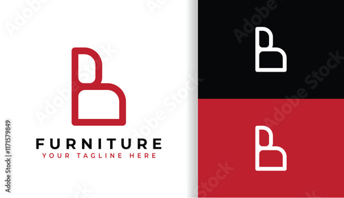 Letter B Logo for Furniture, B with Sofa Logo