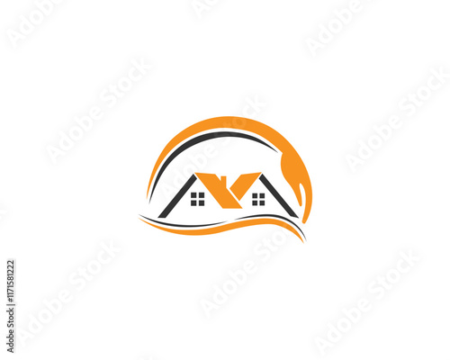 Real estate, building, roof, construction logo design concept vector illustration.