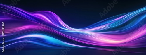 Abstract neon lights, vibrant pink and blue streaks, dynamic energy flow, futuristic background, glowing waves, electric atmosphere, motion blur, glossy reflections, digital art, colorful light trails