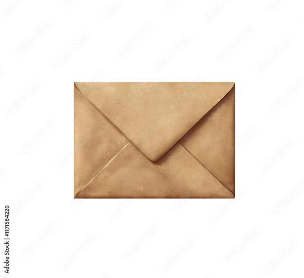 Brown Paper Envelope Sealed, showing texture and natural color. Isolated on transparent background, png. Brown Paper Envelope Sealed, showing texture and natural color. Isolated on transparent background, png.