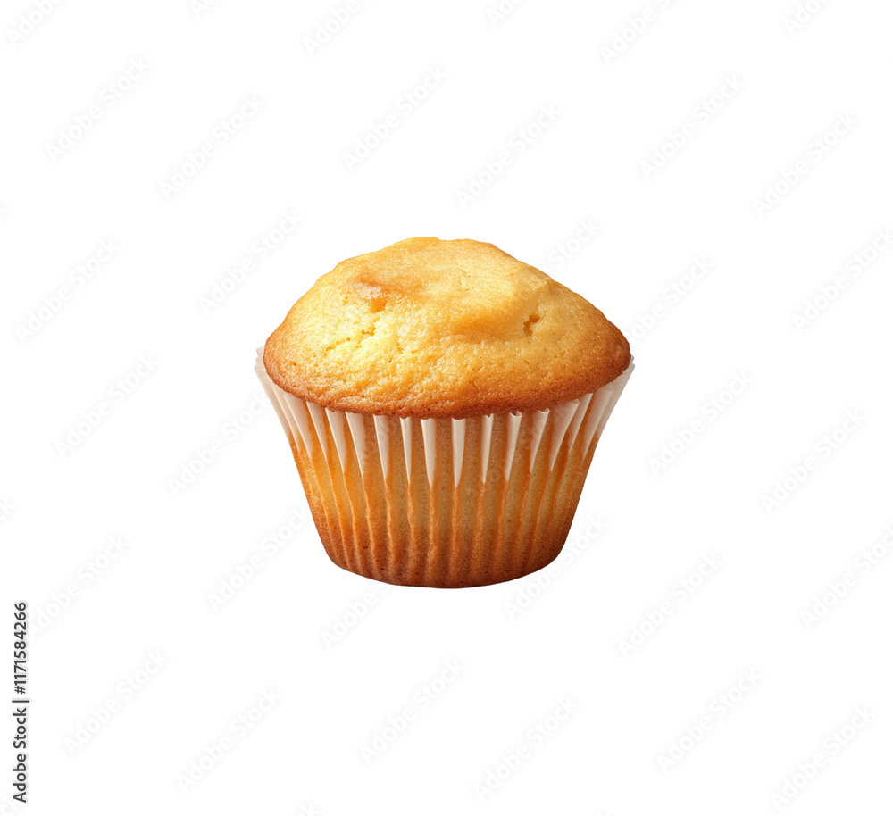Vanilla muffin in a paper wrapper. A soft and moist muffin with a golden brown top, perfect for breakfast or a snack. Isolated on transparent background, png. Vanilla muffin in a paper wrapper. A soft and moist muffin with a golden brown top, perfect for breakfast or a snack. Isolated on transparent background, png.
