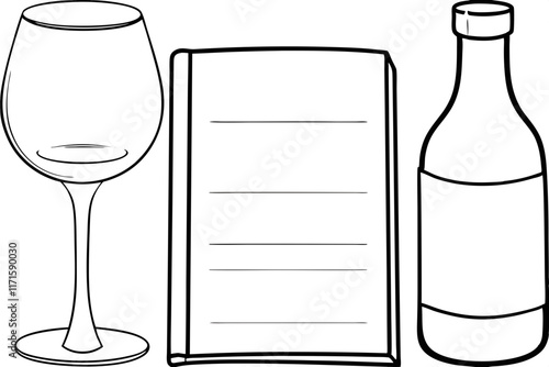 Wine Tasting Notes Glass, Bottle, Notebook, Record, Vintage, Review, Sommelier, Beverage,