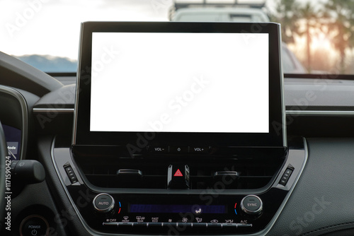 A car isolated blank display screen