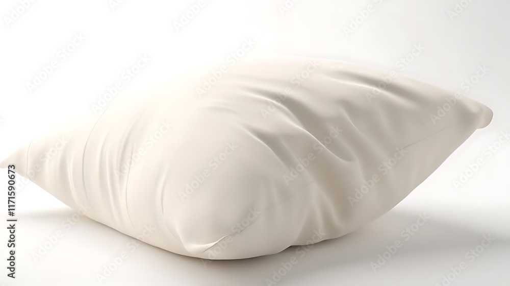 Obraz premium Isolated soft plush pillow with smooth fabric isolated on solid white background.