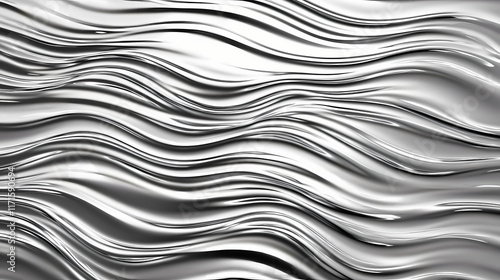 Shiny silver foil texture with rippled surface, metallic, abstract, texture. Rippled. Illustration