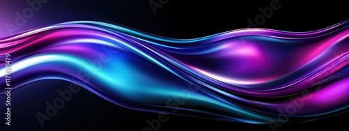 Abstract waves, flowing lines, vibrant colors, neon blue, magenta, smooth curves, dynamic motion, glowing effect, dark background, digital art, futuristic, sleek design, energy flow, luminous, etherea photo