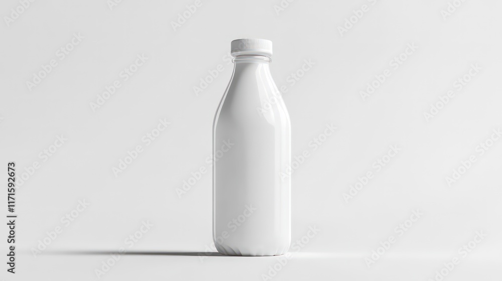 bottle of milk standing alone against a pristine white background emphasizing purity and simplicity with a focus on the smooth contours and clear label design bottle of milk standing alone against a pristine white background emphasizing purity and simplicity with a focus on the smooth contours and clear label design
