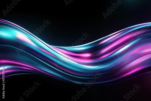 Abstract waves, flowing lines, vibrant colors, neon blue, magenta, smooth curves, dynamic motion, glowing effect, dark background, digital art, futuristic, sleek design, energy flow, luminous, etherea photo