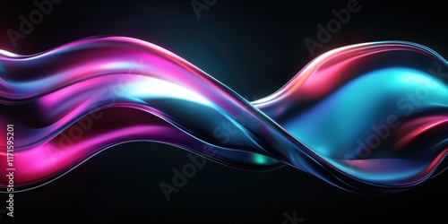 Abstract waves, flowing lines, vibrant colors, neon blue, magenta, smooth curves, dynamic motion, glowing effect, dark background, digital art, futuristic, sleek design, energy flow, luminous, etherea photo