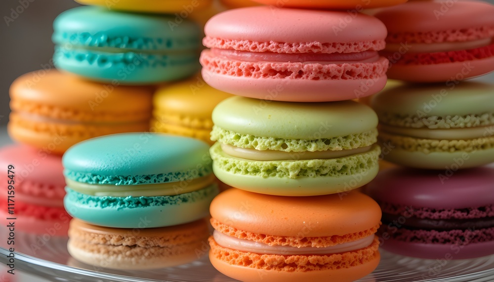 Fototapeta premium colorful macaroons on wooden background