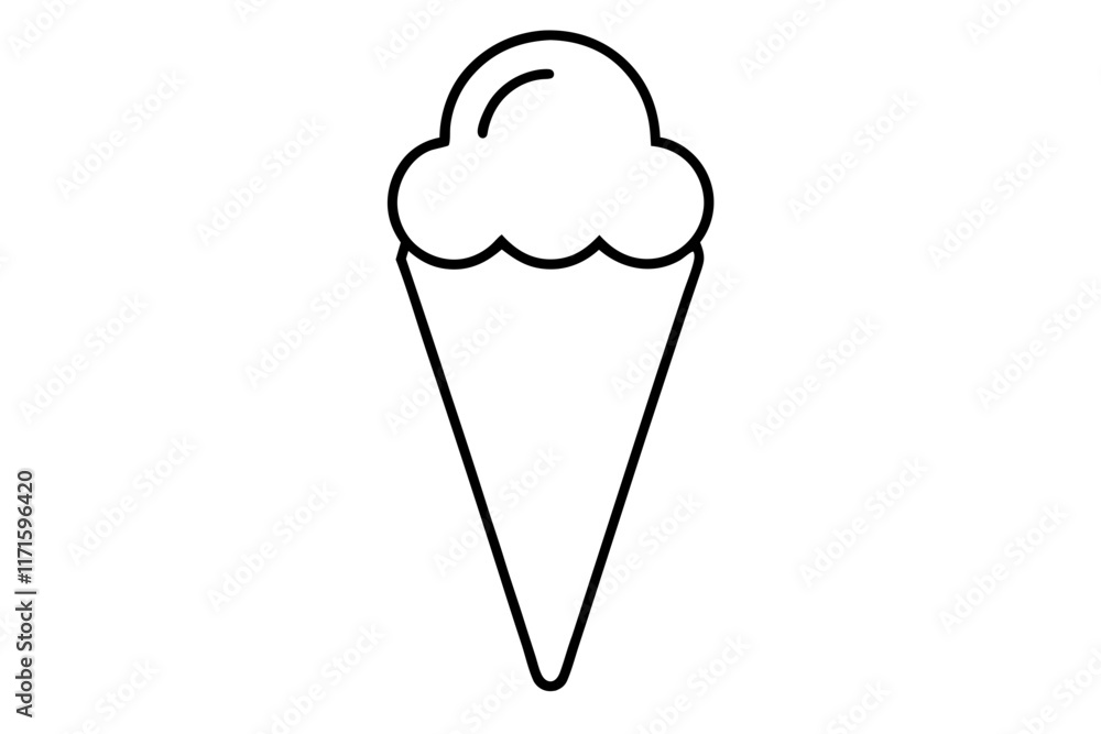 Ice Cream Cone Line Art Vector - Minimalist SVG Illustration Ice Cream Cone Line Art Vector - Minimalist SVG Illustration