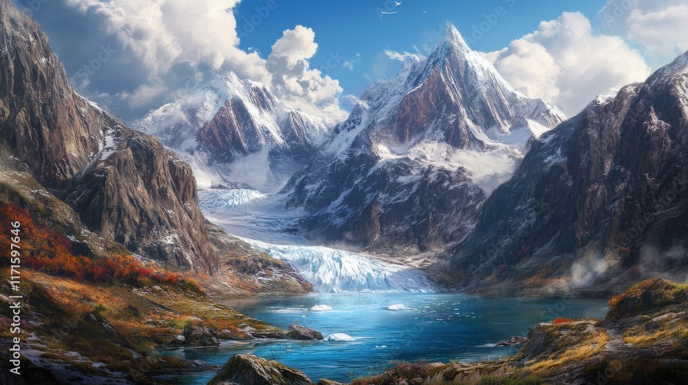 Obraz premium Majestic Glacier Valley Scenic Mountain Landscape