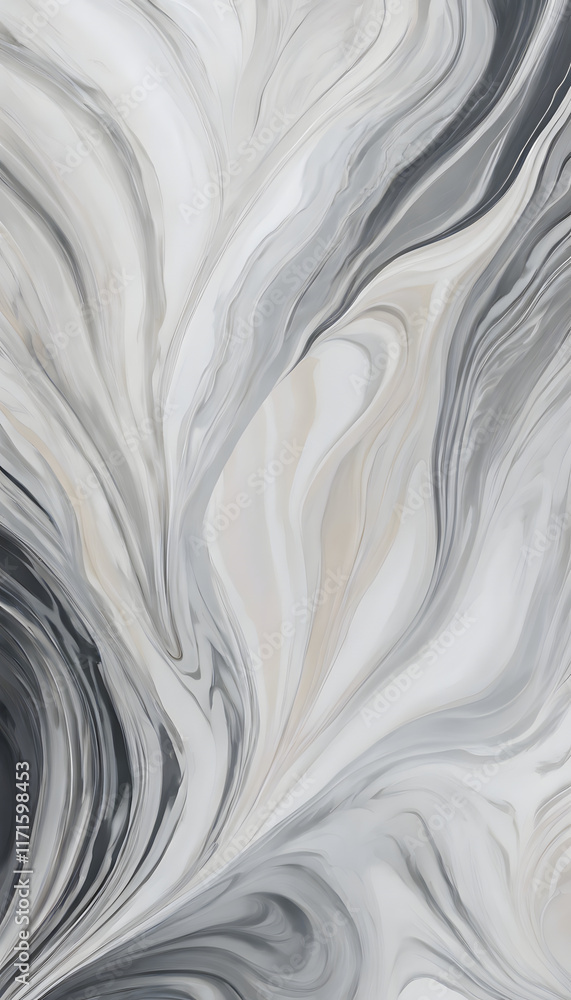 Obraz premium Abstract black and white marble texture with fluid, wavy patterns.