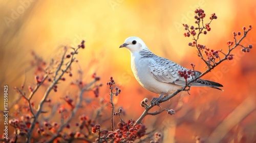 Serene White-winged Dove at Golden Hour