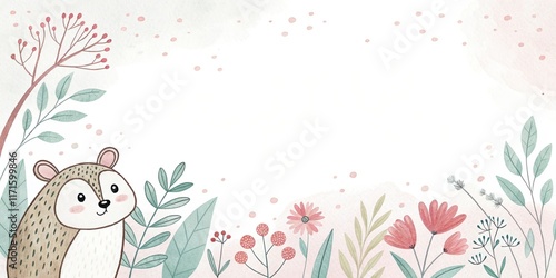 simple shape cute cartoon beautiful watercolor illustration background