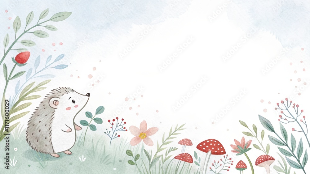 Obraz premium simple shape cute cartoon beautiful watercolor illustration background