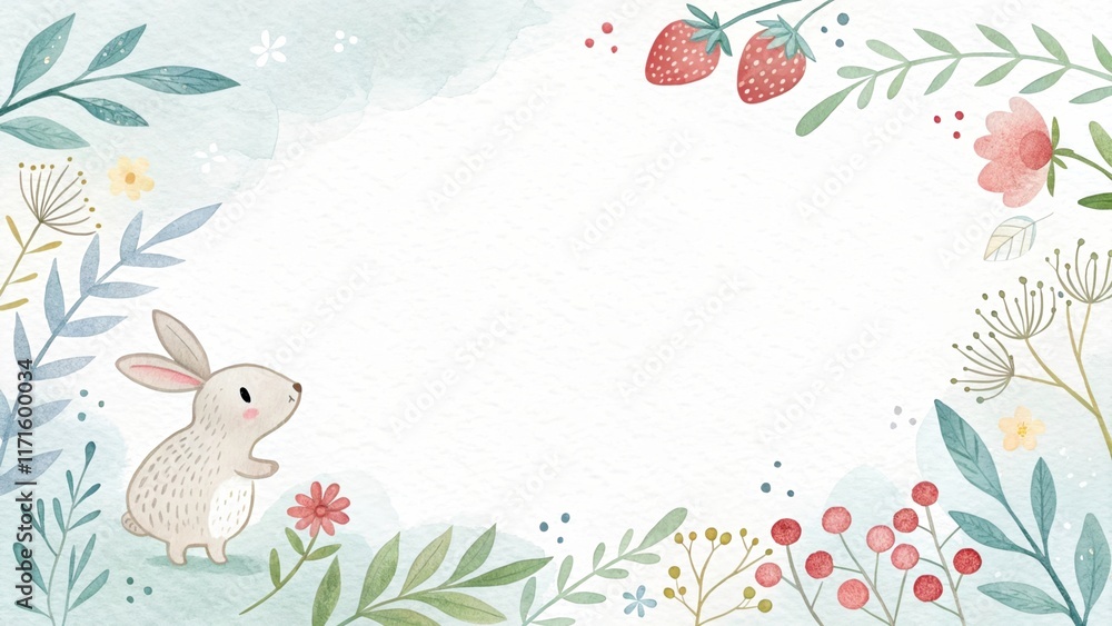Obraz premium simple shape cute cartoon beautiful watercolor illustration background