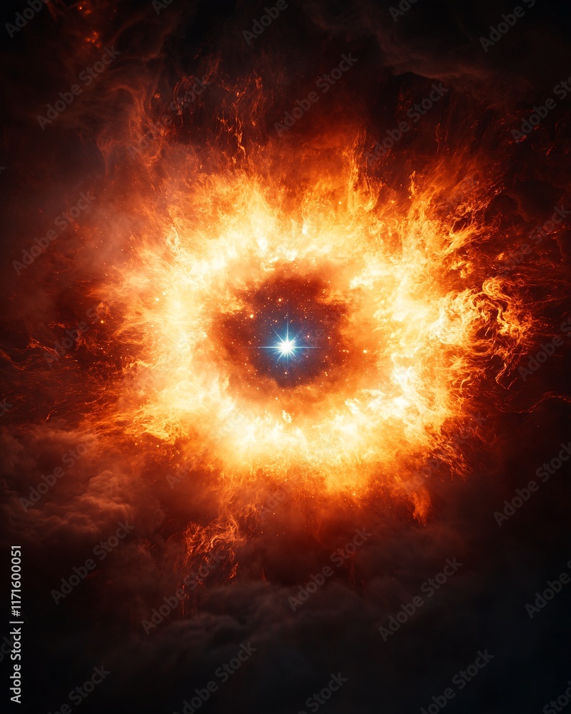 Fototapeta premium Cosmic Explosion in Orange and Blue