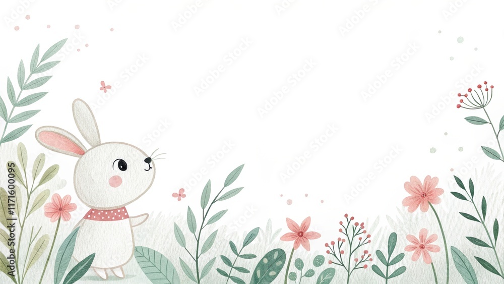 Fototapeta premium simple shape cute cartoon beautiful watercolor illustration background