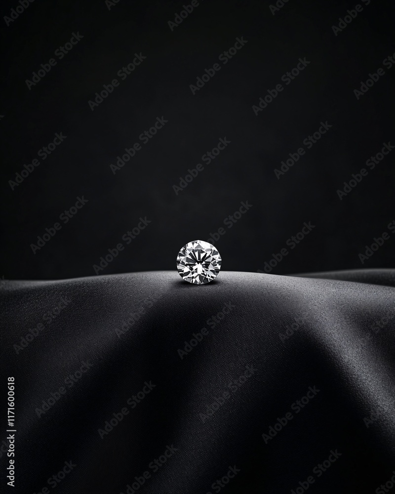 Elegant diamond on black satin fabric