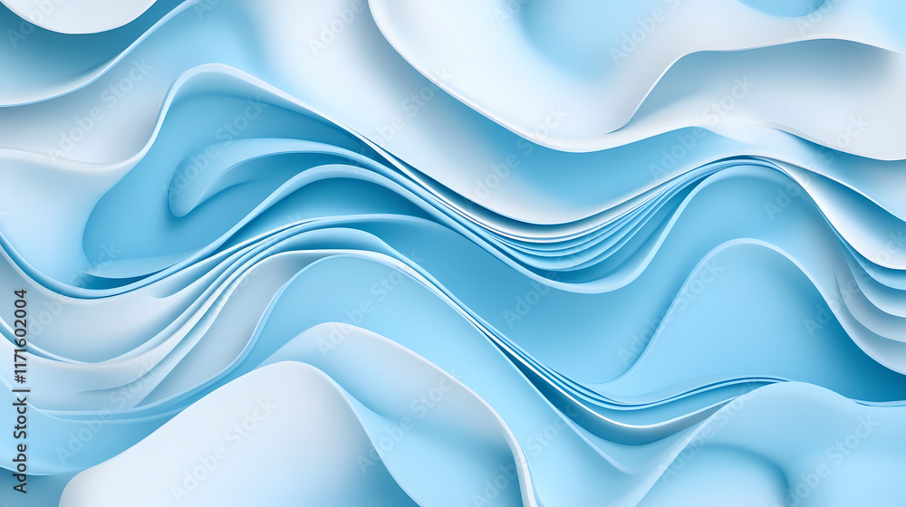Obraz premium Design a serene blue background with smooth gradients, calming hues, and a tranquil feel, copy space. Rippled. Illustration