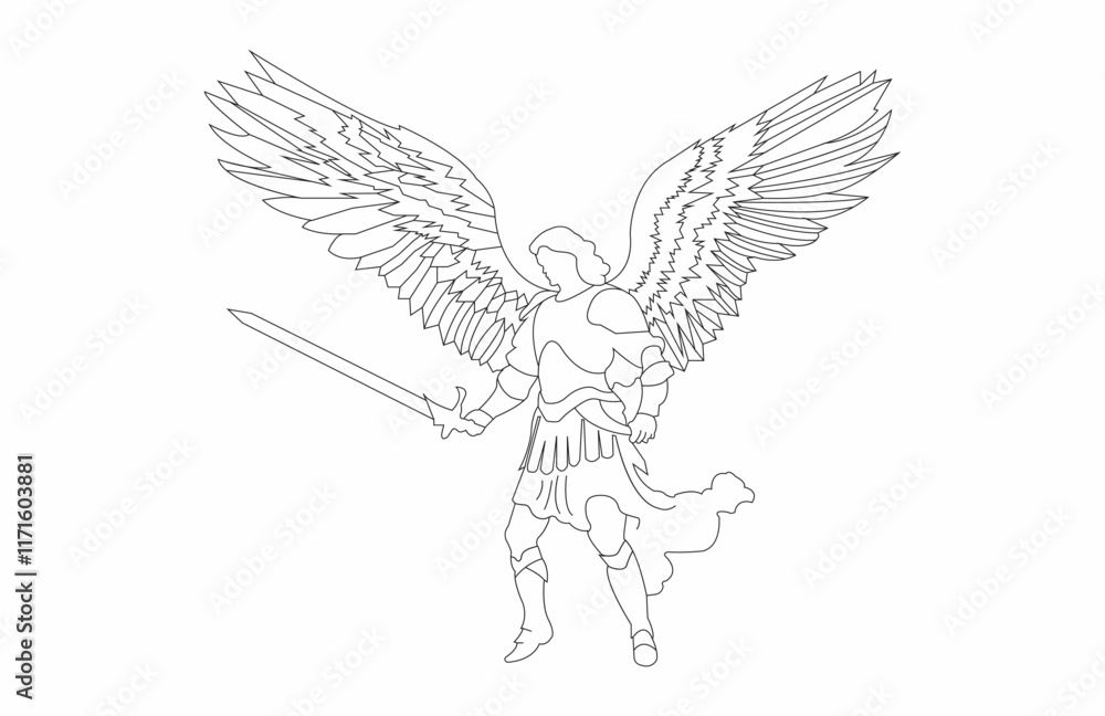 Obraz premium angel with wings outline vector