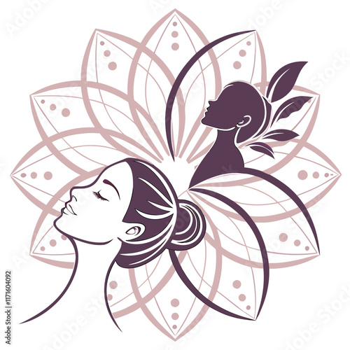 beauty women body massage treatment abstract flowers logo design