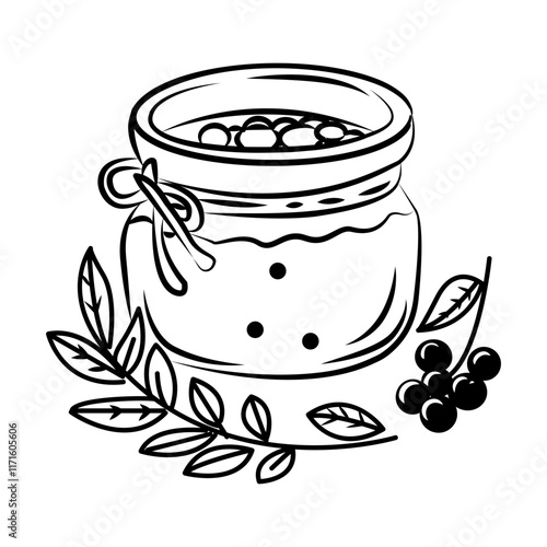 Cranberry jam icon in drawing style