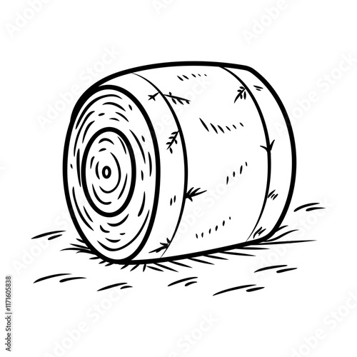 Hay bale icon in drawing style