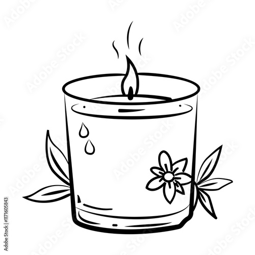 Scented candle icon in drawing style