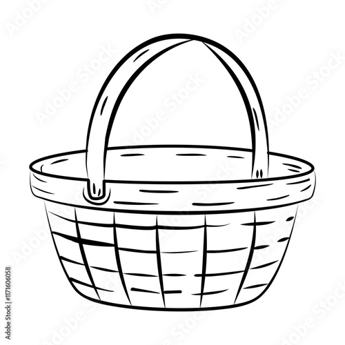 Wicker basket icon in doodle style