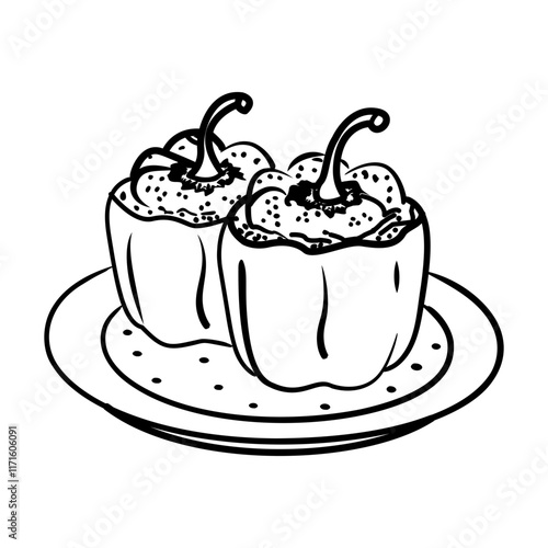 A doodle icon of stuffed peppers