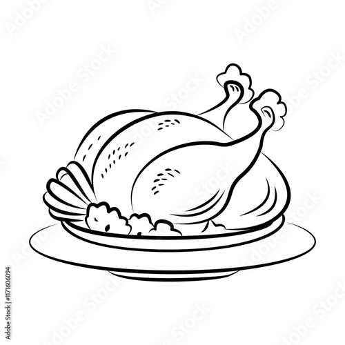 Sketchy style icon of roasted turkey