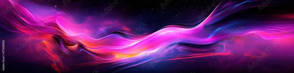 Abstract waves, vibrant colors, neon lights, fluid motion, cosmic energy, digital art, flowing ribbons, purple and pink hues, dynamic swirls, ethereal glow, futuristic design, seamless pattern, lumino Abstract waves, vibrant colors, neon lights, fluid motion, cosmic energy, digital art, flowing ribbons, purple and pink hues, dynamic swirls, ethereal glow, futuristic design, seamless pattern, lumino
