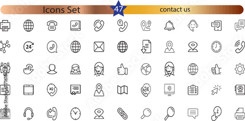 Contact us icon collection set. Containing phone, email, chat, location, smartphone, conversation