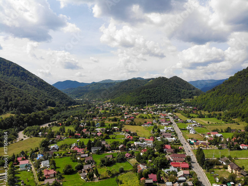 Aerial view of Lepsa, Romania. Beautiful lanscape in the summer photo