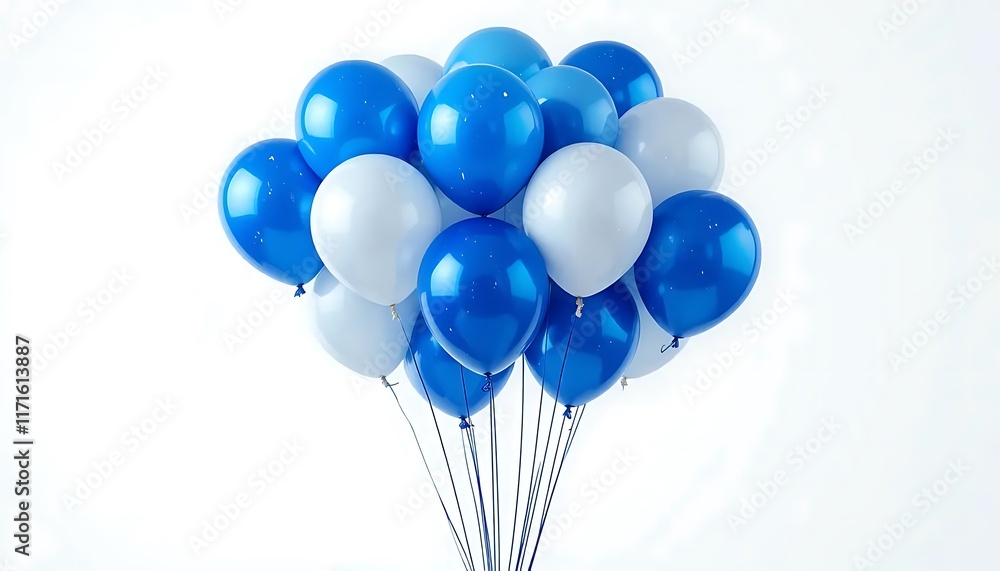 Festive Birthday Balloons in Blue and White: A Burst of Celebration Festive Birthday Balloons in Blue and White: A Burst of Celebration