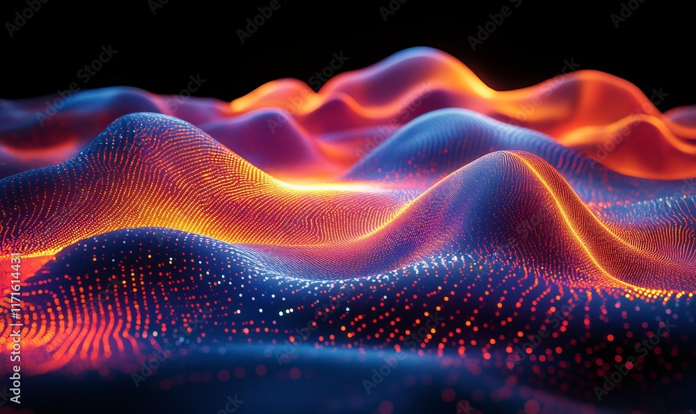 waves shift through radiant, glowing digital forms., Generative AI waves shift through radiant, glowing digital forms., Generative AI