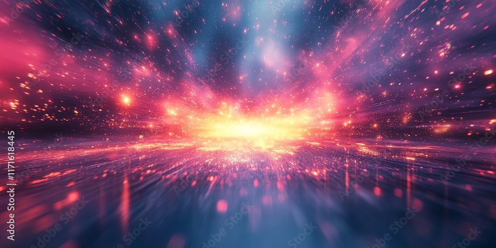 Obraz premium light reflections blend into surreal radiant digital art visuals., Generative AI