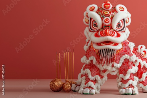 Vibrant Chinese Lion Dance Costume Display