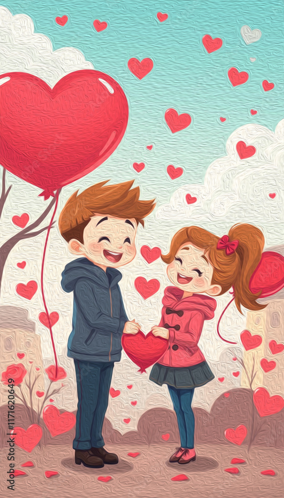 Valentine's Day card design. Illustration with oil paint. Pattern for printing on wall decorations, covers, wallpapers Valentine's Day card design. Illustration with oil paint. Pattern for printing on wall decorations, covers, wallpapers