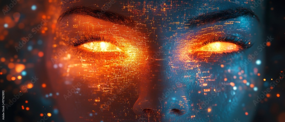 cyber visuals dissolve into radiant glowing surreal compositions., Generative AI cyber visuals dissolve into radiant glowing surreal compositions., Generative AI