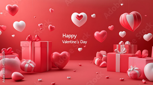 Happy valentine day. with creative love composition of the hearts. Vector illustration
 photo