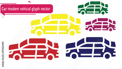 Car modem vehical glyph vector photo