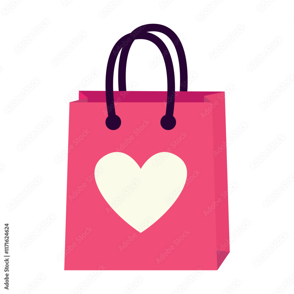 Shopping bag. Valentine's day. Vector illustration in flat style Shopping bag. Valentine's day. Vector illustration in flat style