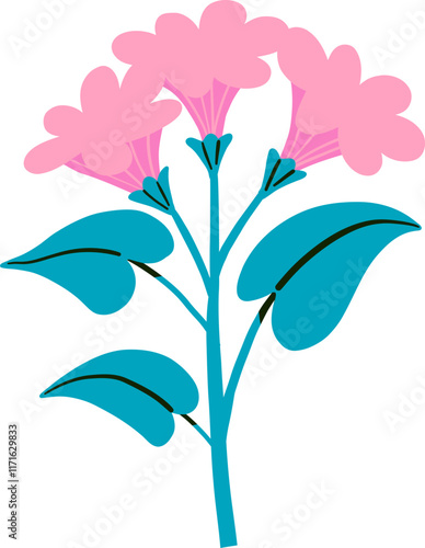 Pink Bell-Shaped Blooms with Bold Teal Leaves