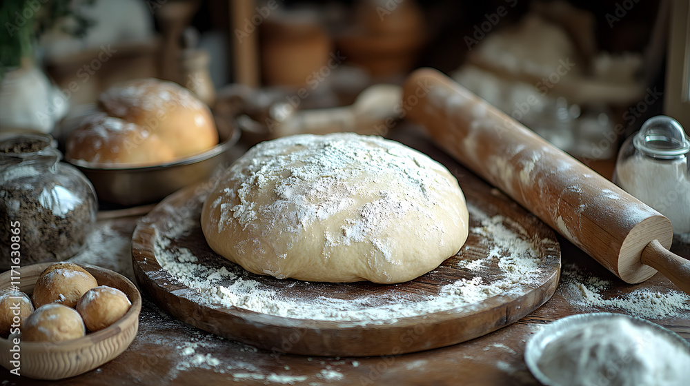 Artisan Bread: Crafting the Perfect Dough on a Rustic Wooden Plate for a Deliciously Airy Bake Artisan Bread: Crafting the Perfect Dough on a Rustic Wooden Plate for a Deliciously Airy Bake