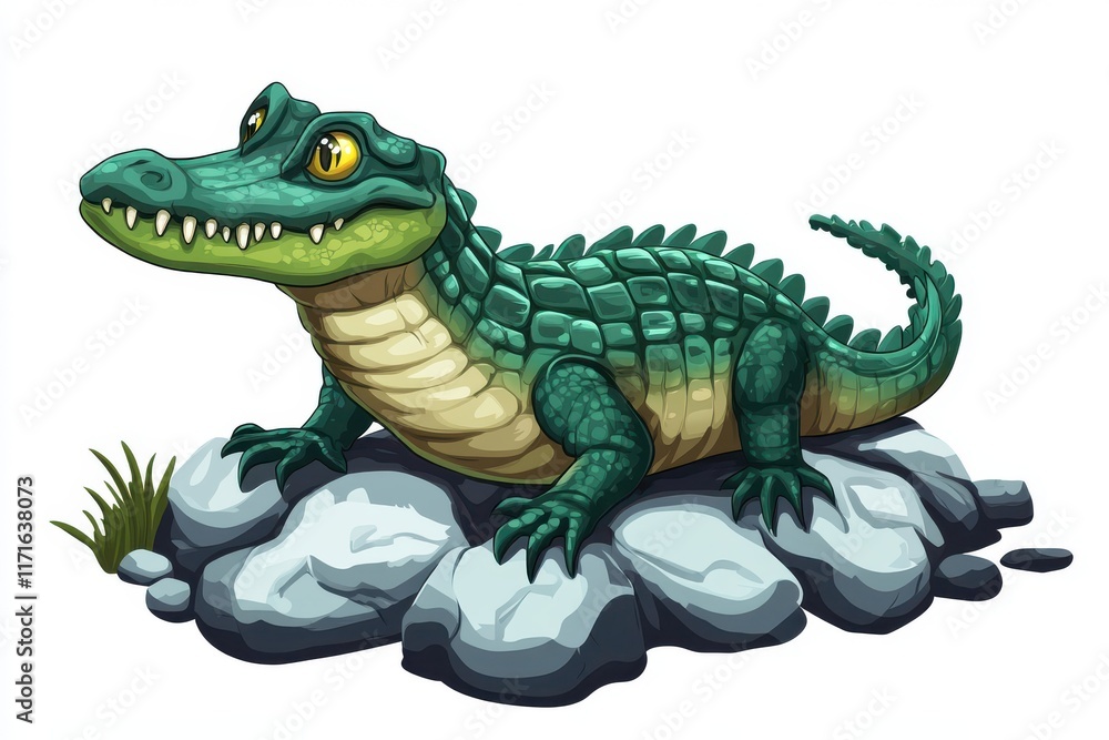 Fototapeta premium Illustration of a crocodile isolated on a white background