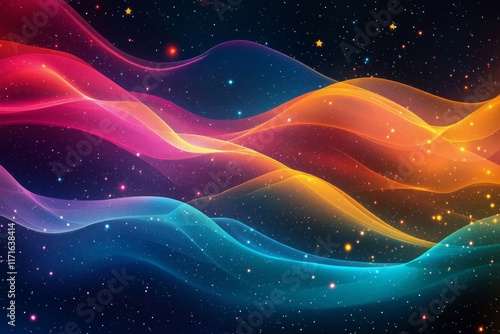Colorful cosmic swirl with stars in a vibrant abstract background