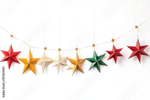 3D Eid Star Garland Isolated and White Background photo